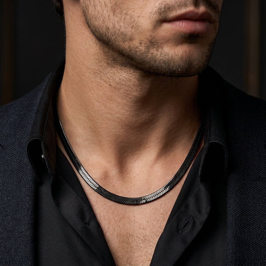 Luxury Black Snake Chain Necklace for Men