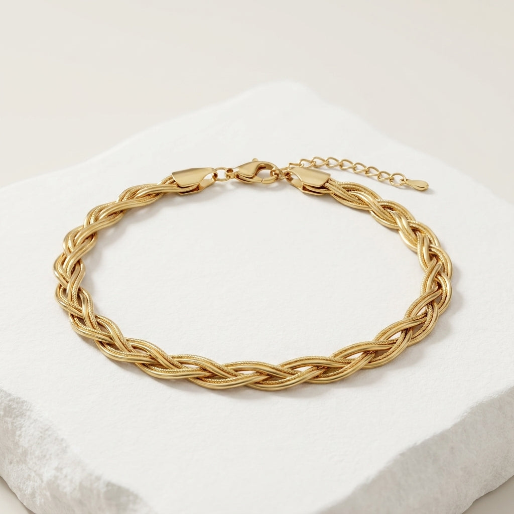 Luxury Gold Braided Chain Bracelet for Women