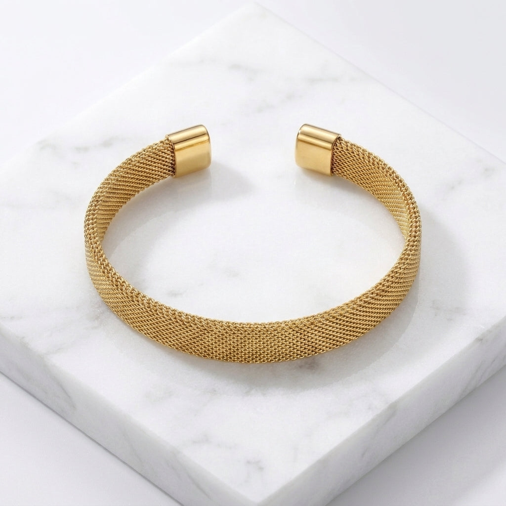 Luxury Gold Mesh Cuff Bracelet for Men & Women