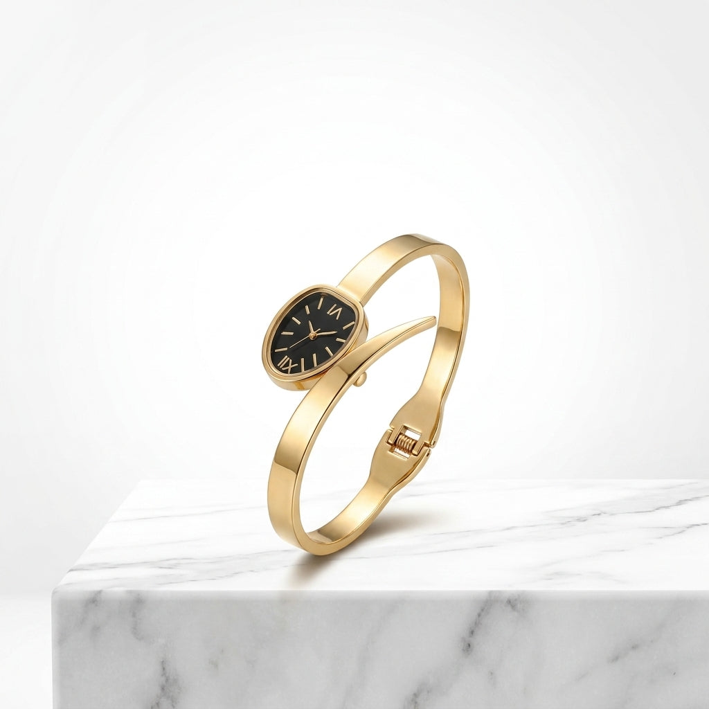 Luxury Gold Roman Dial Bangle Watch for Women