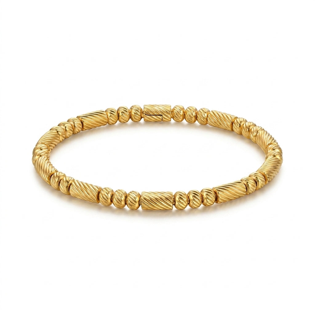 Luxury Gold Textured Bead Bracelet for Women & Girls