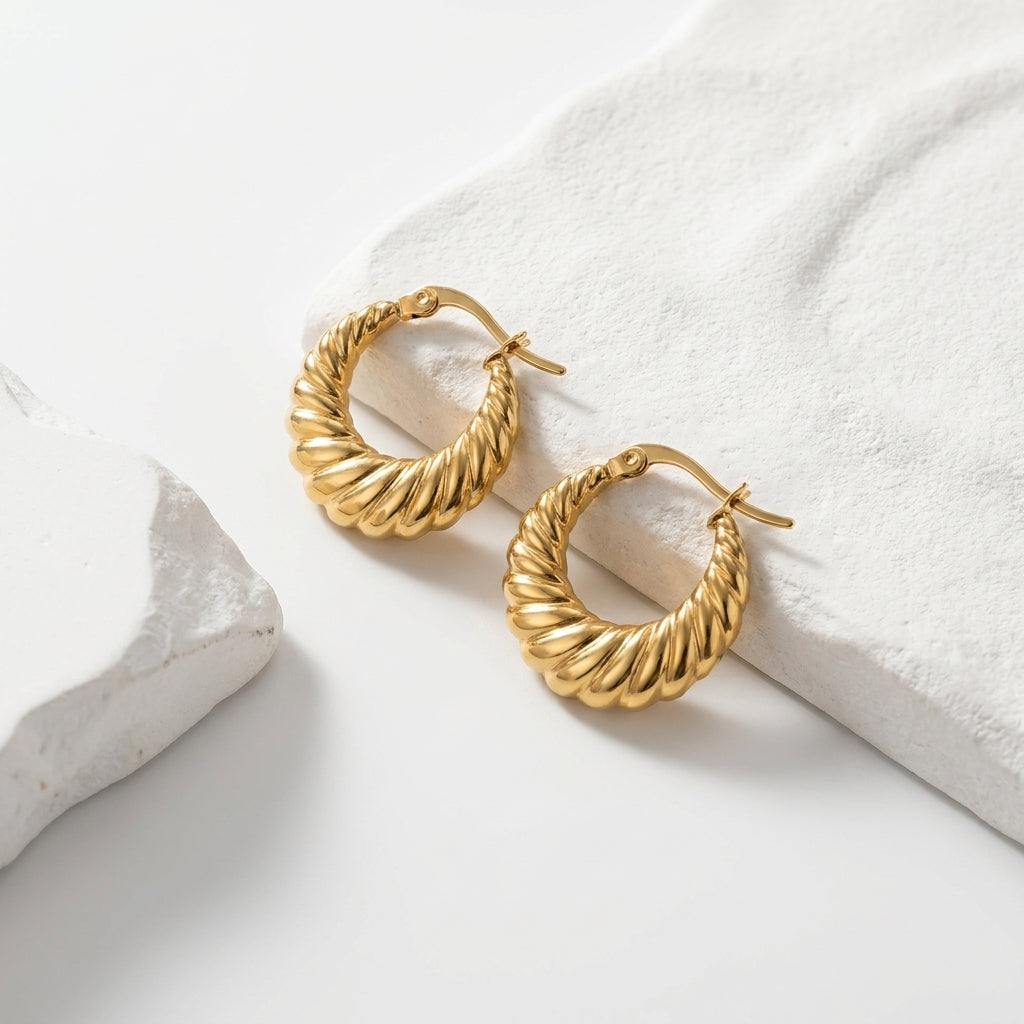 Luxury Gold Twisted Hoop Earrings for Women