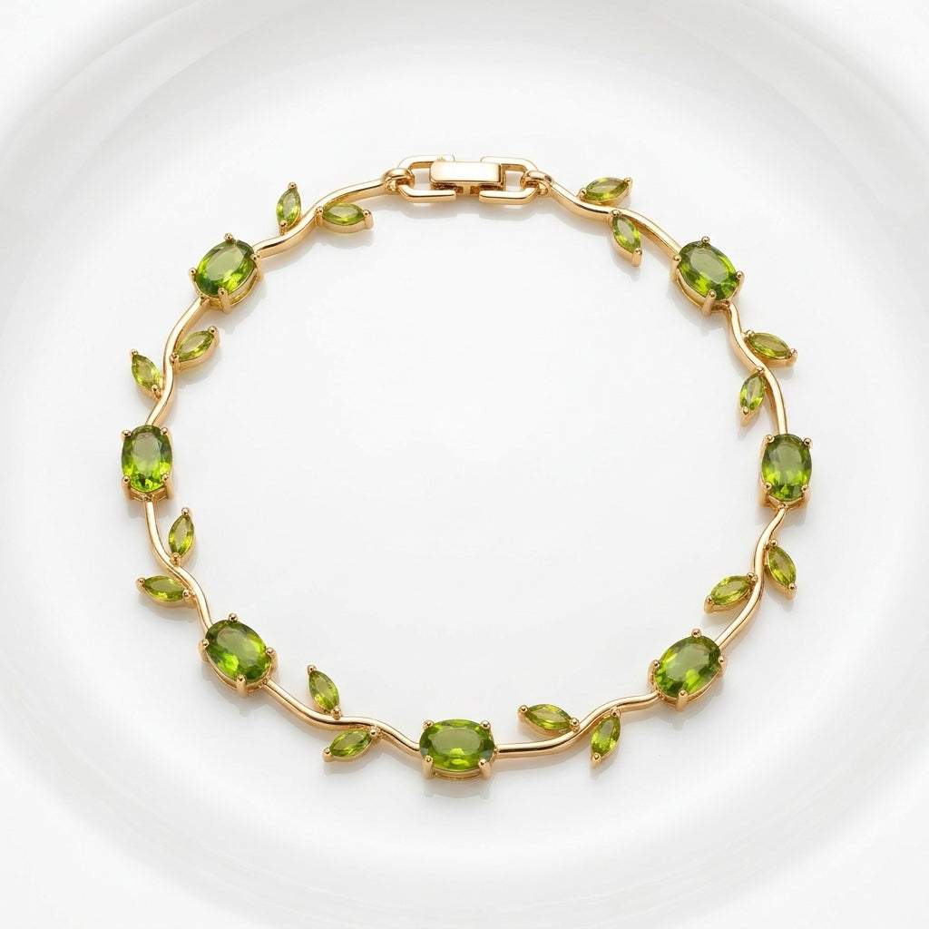 Luxury Green Tulip Bracelet for Women | Premium Stainless Steel Crystal Floral Bracelet