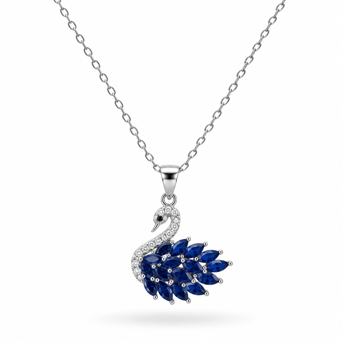 Luxury Silver Blue Swan Crystal Necklace for Women