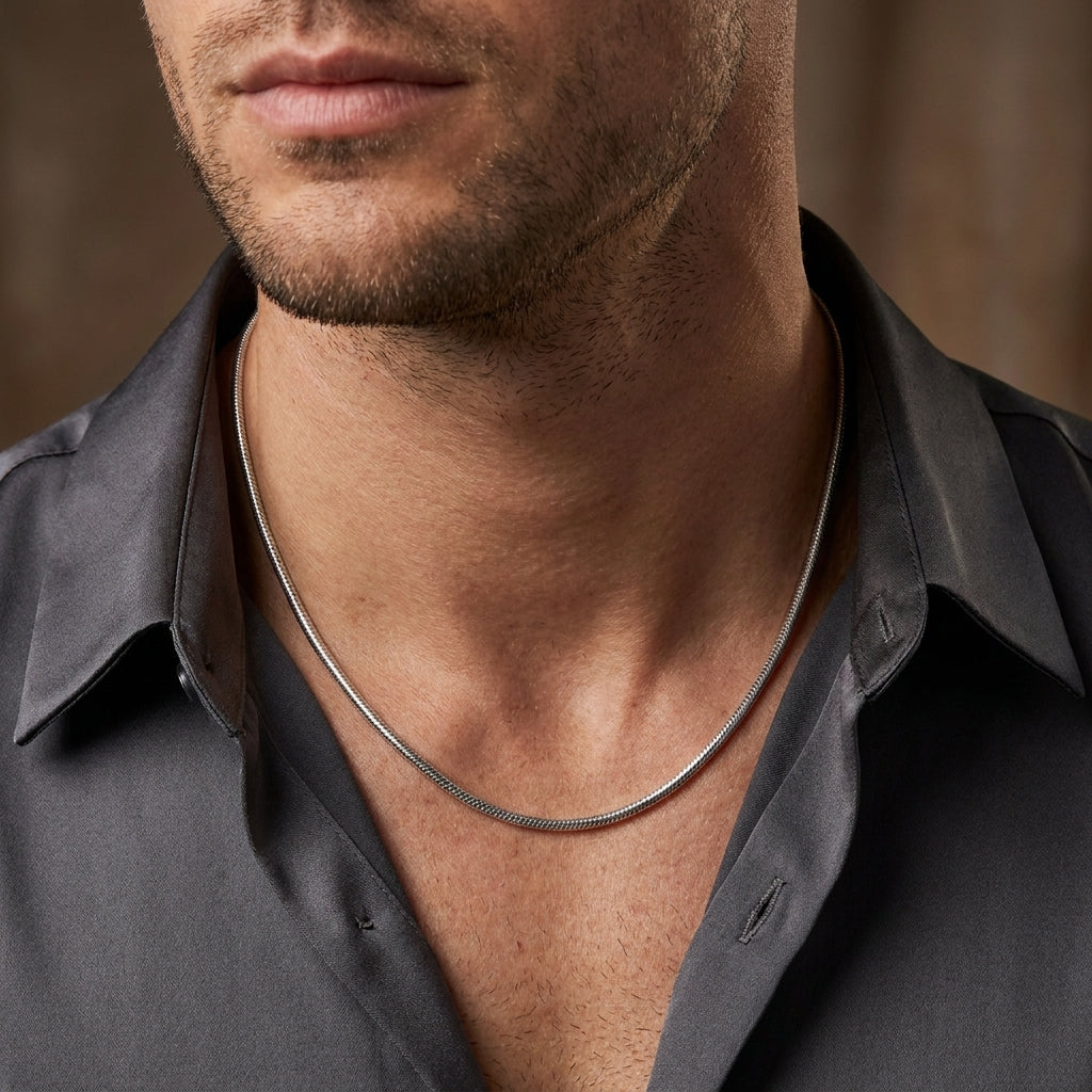 Luxury Silver Snake Chain Necklace for Men