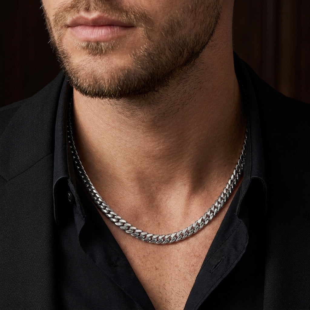 Luxury Silver Cuban Chain Necklace for Men