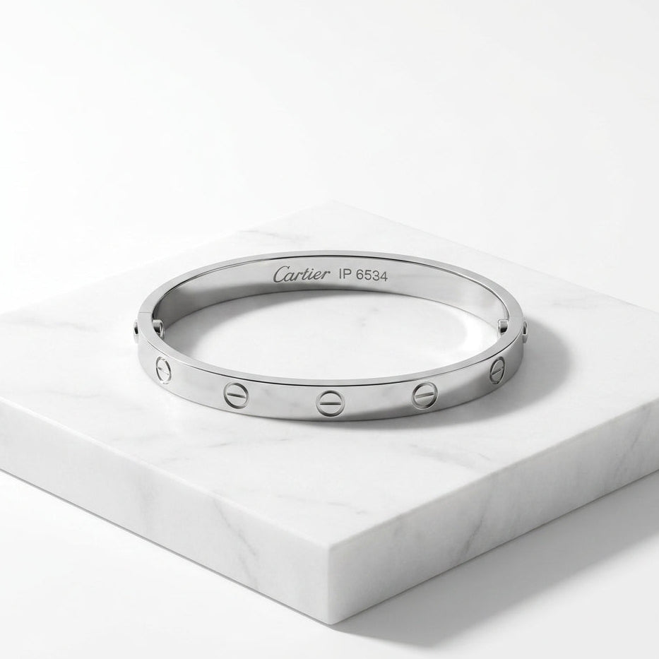 Premium Silver Screw Motif Bangle Bracelet for Men & Women