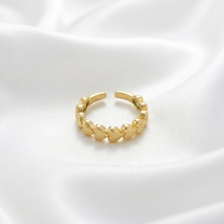 Luxury Gold Heart Band Adjustable Ring for Women