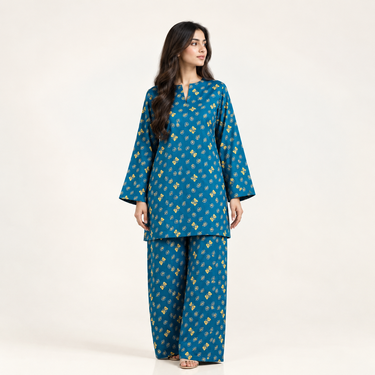 AUREZZA – Blue Printed Lawn Unstitched 2-Piece Suit