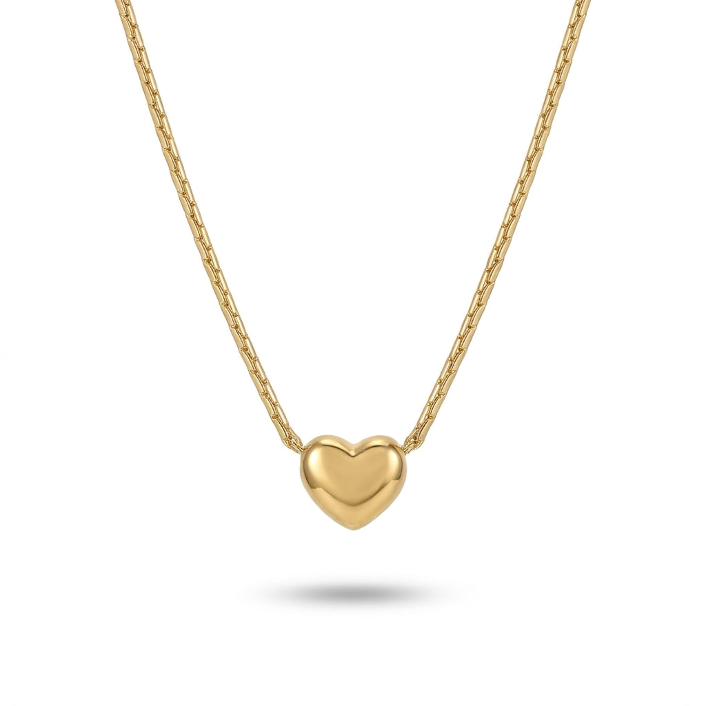 Aurezza Elegant Golden Heart Pendant Necklace with Delicate Chain for Women