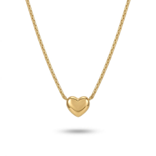 Aurezza Elegant Golden Heart Pendant Necklace with Delicate Chain for Women