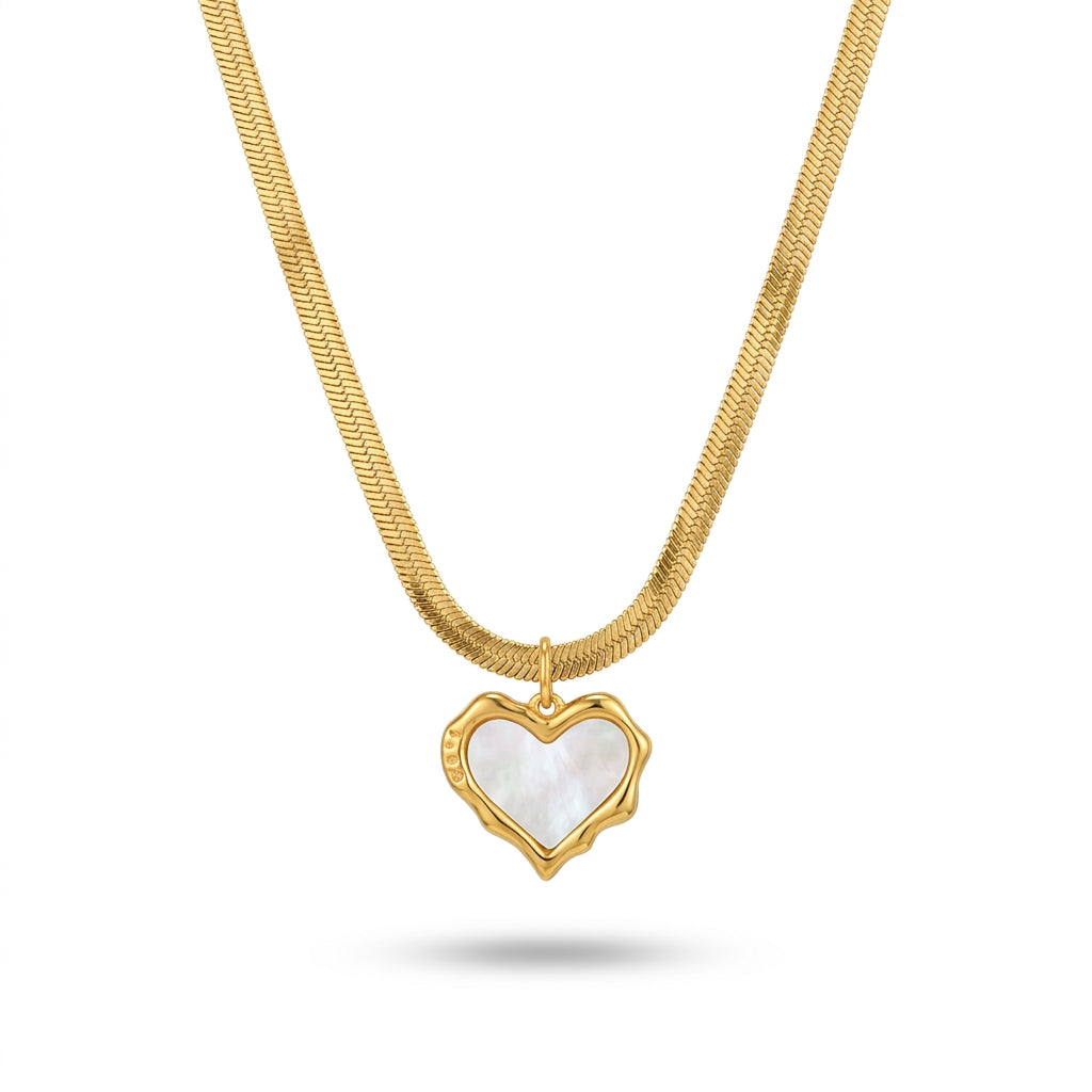 Aurezza Golden Heart Pearl Pendant Necklace | Aurezza Jewelry