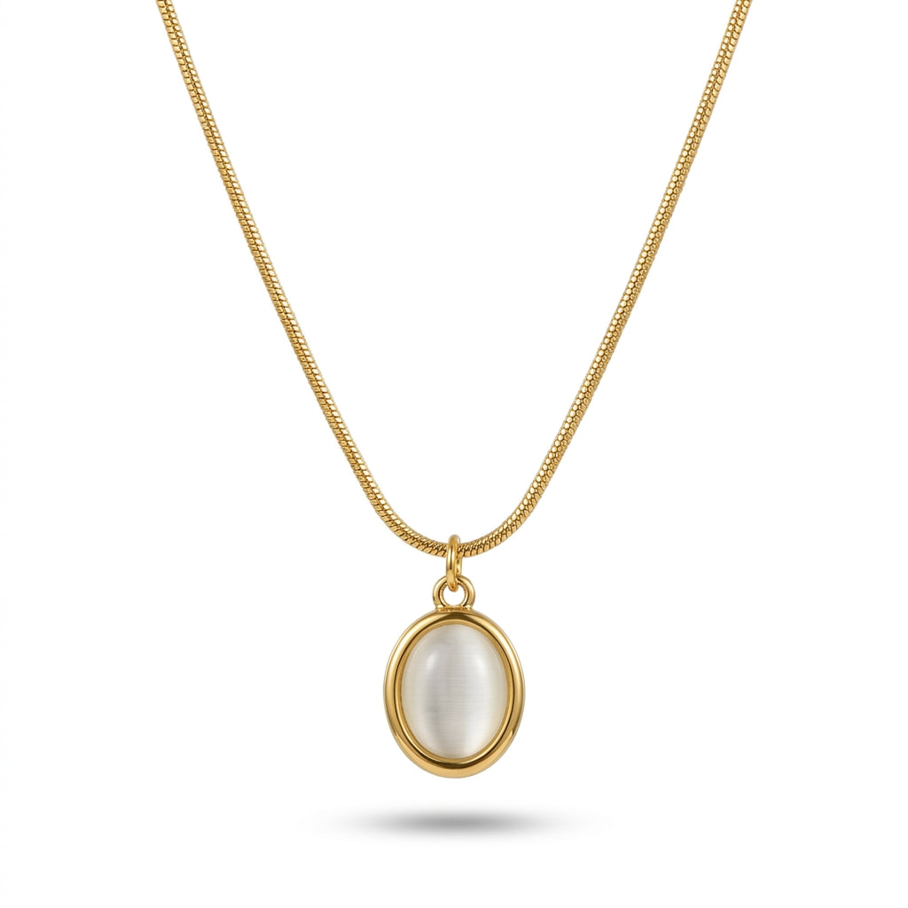 Aurezza Golden Oval Glow Pendant Necklace | Elegant Jewelry