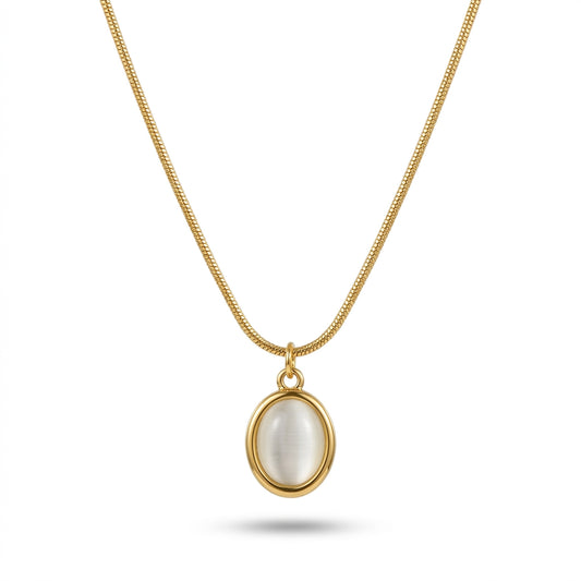 Aurezza Golden Oval Glow Pendant Necklace | Elegant Jewelry