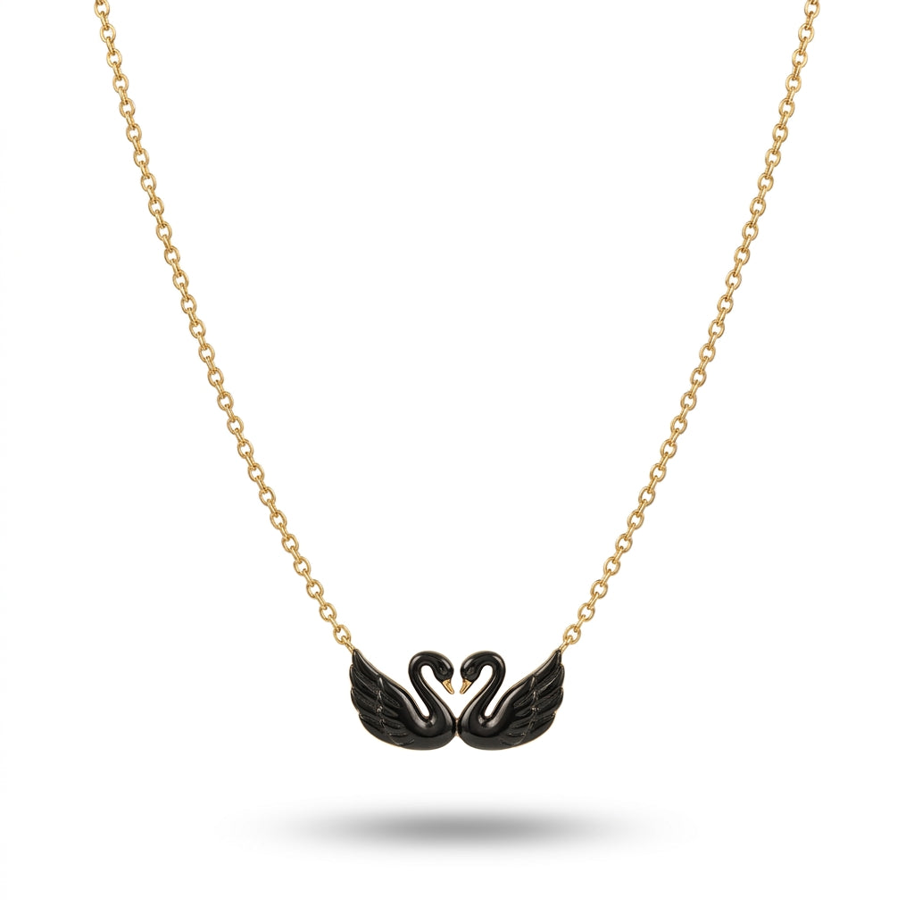 Aurezza Luxury Elegant Black Swan Pendant Necklace for Women