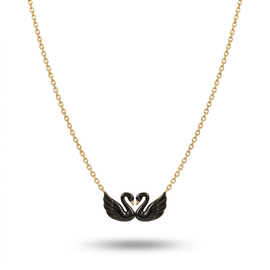 Aurezza Luxury Elegant Black Swan Pendant Necklace for Women