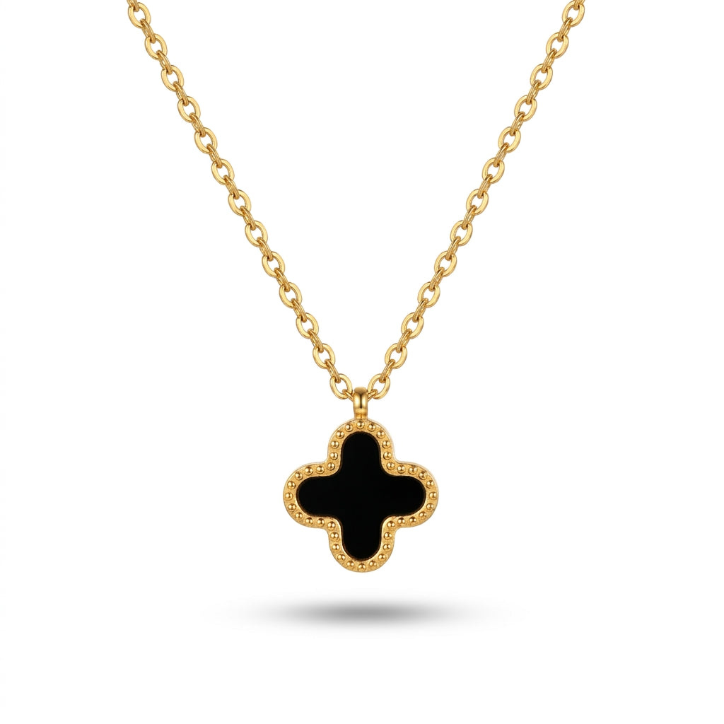 Aurezza Luxury Golden Black Clover Pendant Necklace for Women