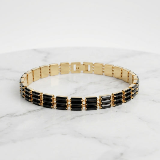 Aurezza Luxury Black & Golden Link Bracelet for Women