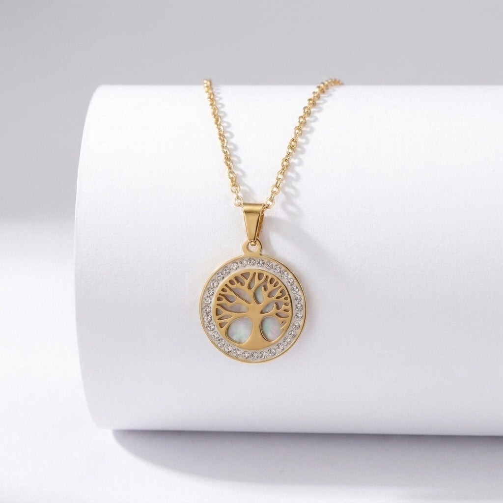Aurezza Tree of Life Pendant Necklace – Gold Plated Stainless Steel