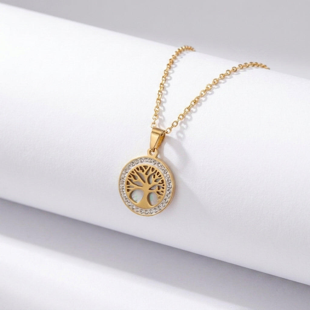 Aurezza Tree of Life Pendant Necklace – Gold Plated Stainless Steel
