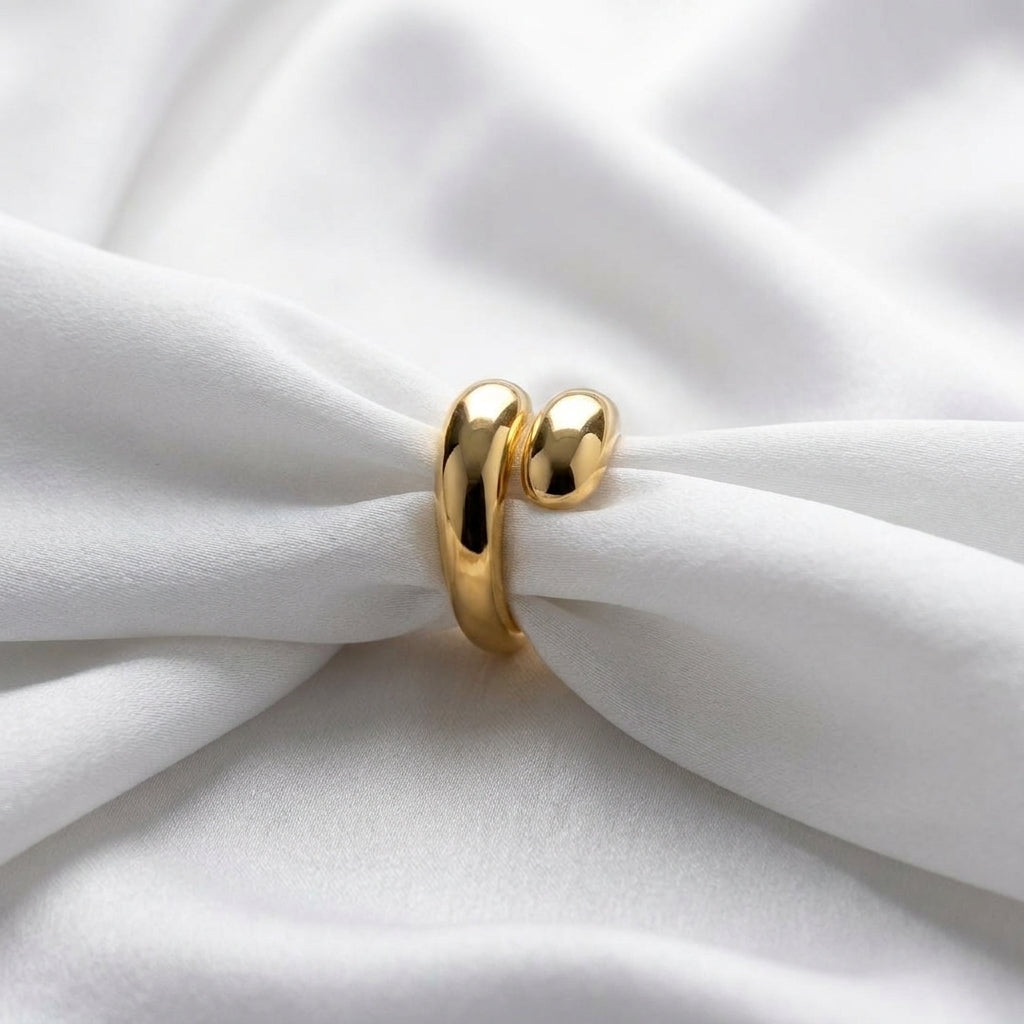 Luxury Gold Open Cuff Adjustable Ring for Women