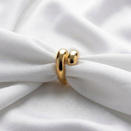 Luxury Gold Open Cuff Adjustable Ring for Women