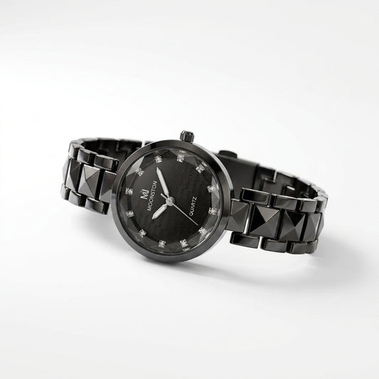 Black Crystal Bracelet Ladies Watch – Elegant Fashion Timepiece