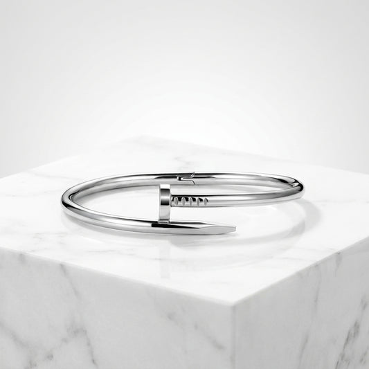 Premium Silver Nail Bangle Bracelet for Men & Women