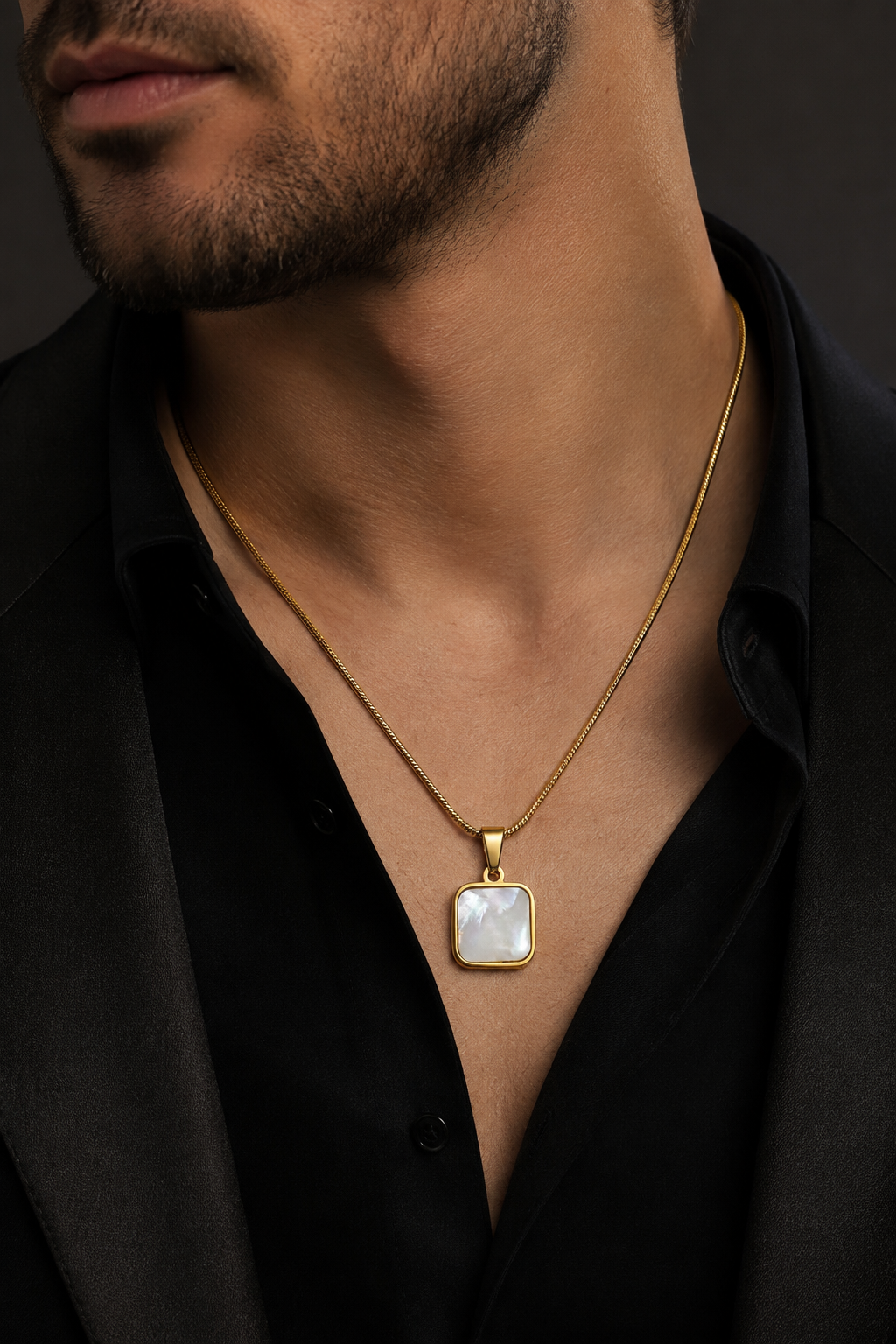 Luxury Gold Double-Sided Black & White Pendant Necklace for Men & Women