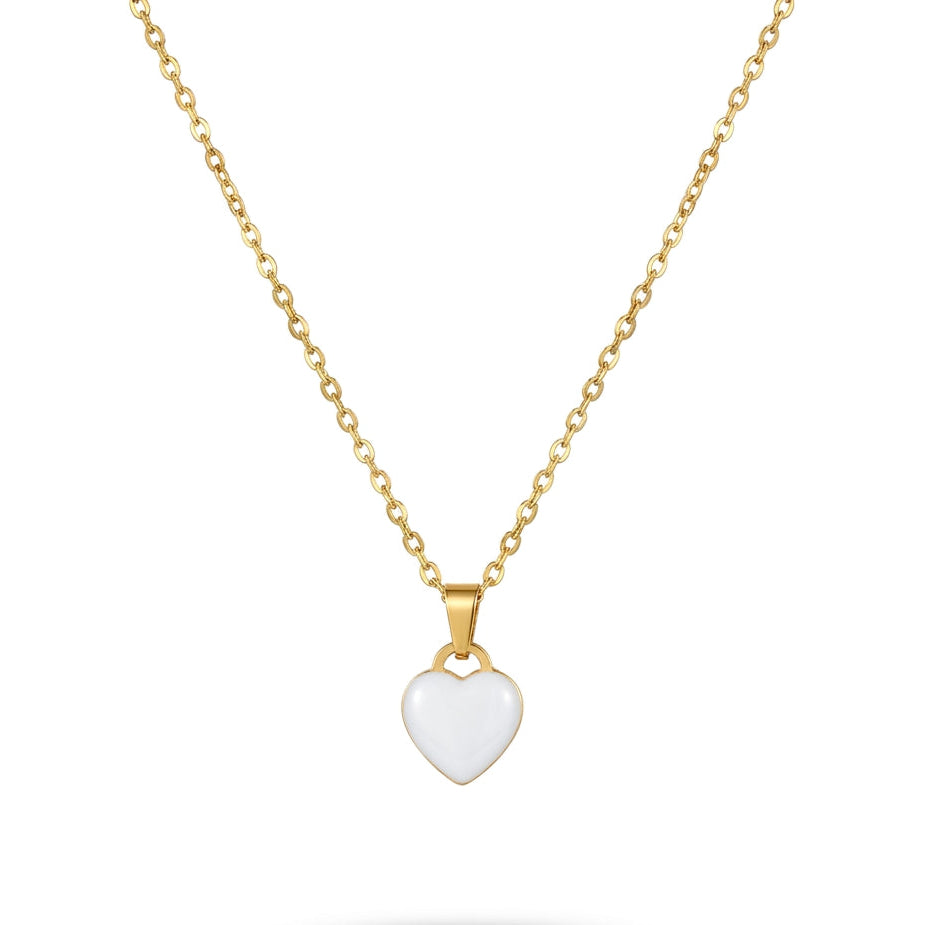 Aurezza Luxury Elegant Golden White Heart Pearl Pendant Necklace for Women