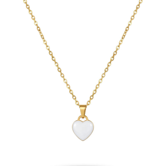 Aurezza Luxury Elegant Golden White Heart Pearl Pendant Necklace for Women