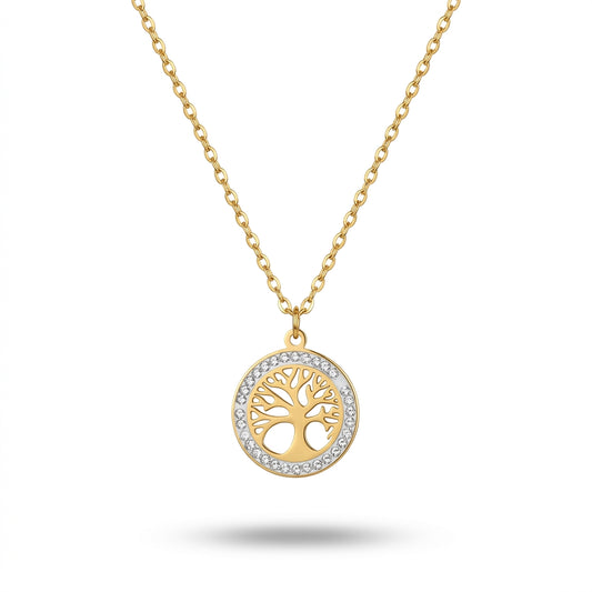 Aurezza Tree of Life Pendant Necklace – Gold Plated Stainless Steel