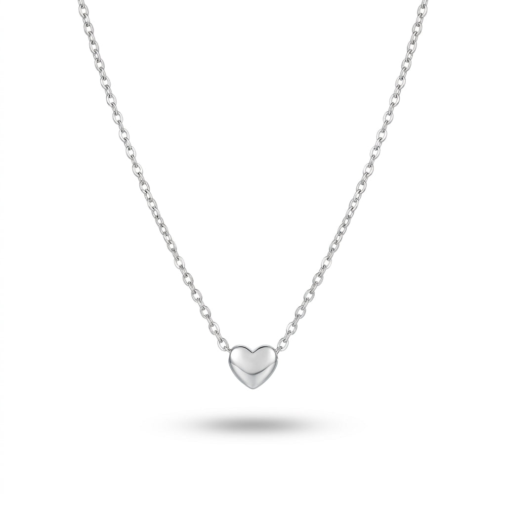 Aurezza Minimal Heart Necklace – Silver Stainless Steel Box Chain For Women