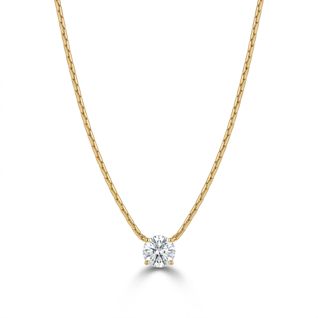 Hania Inspired Luxury Gold Solitaire Pendant – Viral CZ Diamond Necklace for Women