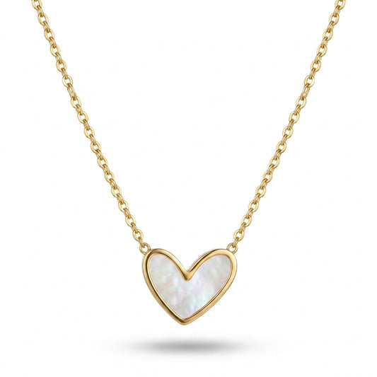 Aurezza Mother of Pearl Heart Necklace – Gold Plated Stainless Steel