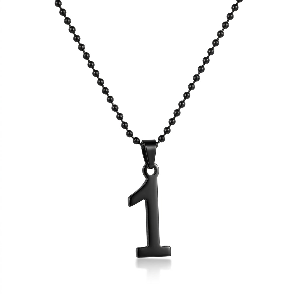 Luxury Black Number 1 Pendant Necklace for Men