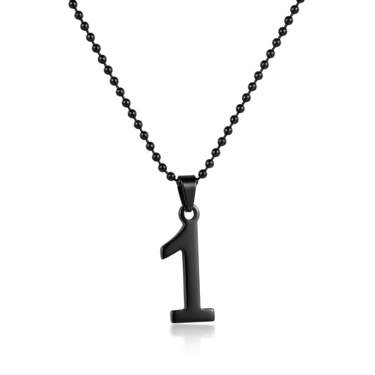 Luxury Black Number 1 Pendant Necklace for Men