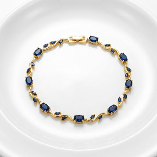 Luxury Blue Tulip Bracelet for Women | Premium Stainless Steel Crystal Floral Bracelet