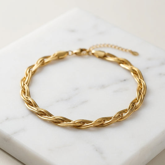 Luxury Gold Braided Chain Bracelet for Women