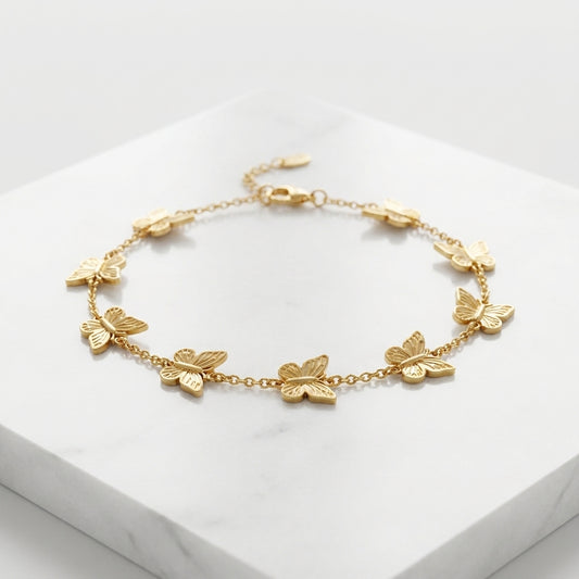 Luxury Gold Butterfly Charm Chain Bracelet for Women