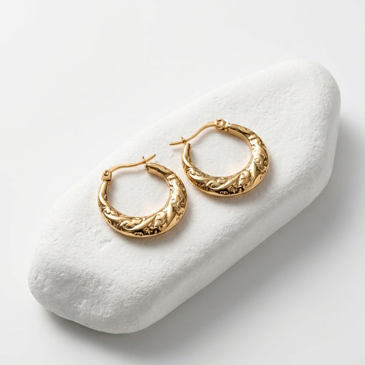Luxury Gold Engraved Hoop Earrings for Women