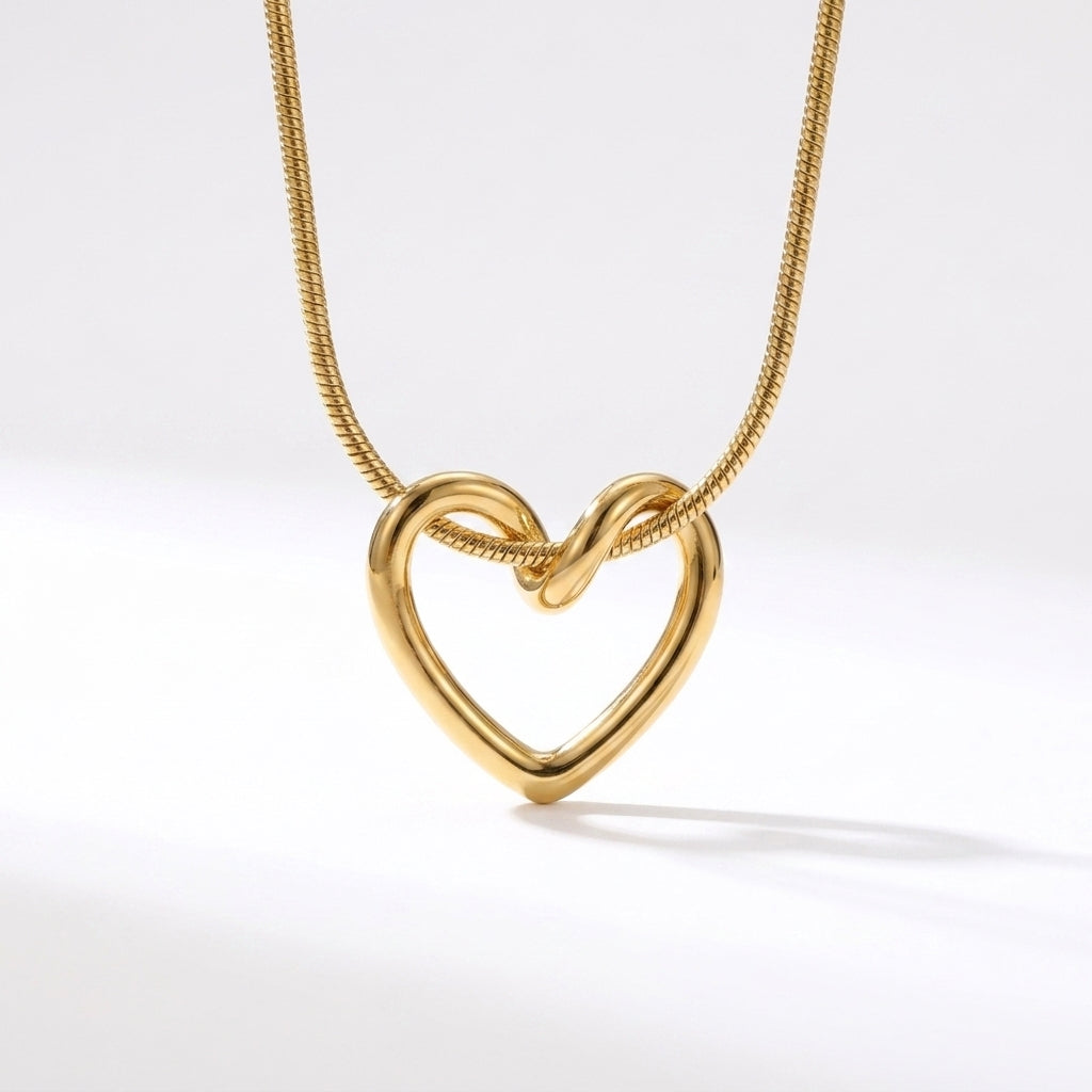 Aurezza Luxury Elegant Golden Heart Pendant Necklace for Women