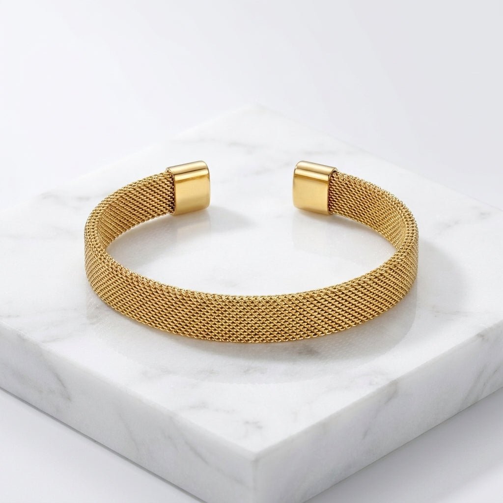 Luxury Gold Mesh Cuff Bracelet for Men & Women