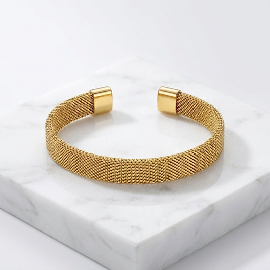 Luxury Gold Mesh Cuff Bracelet for Men & Women