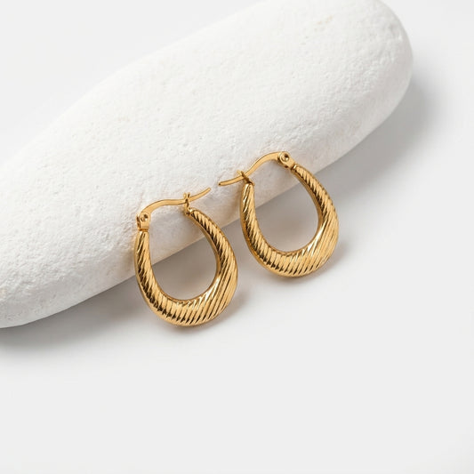 Luxury Gold Ribbed Hoop Earrings for Women