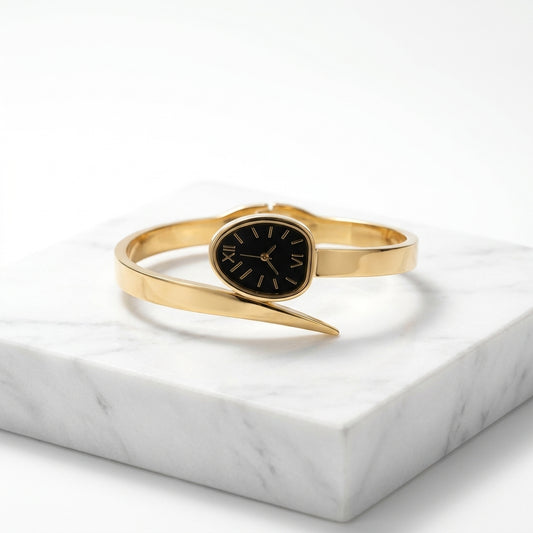 Luxury Gold Roman Dial Bangle Watch for Women