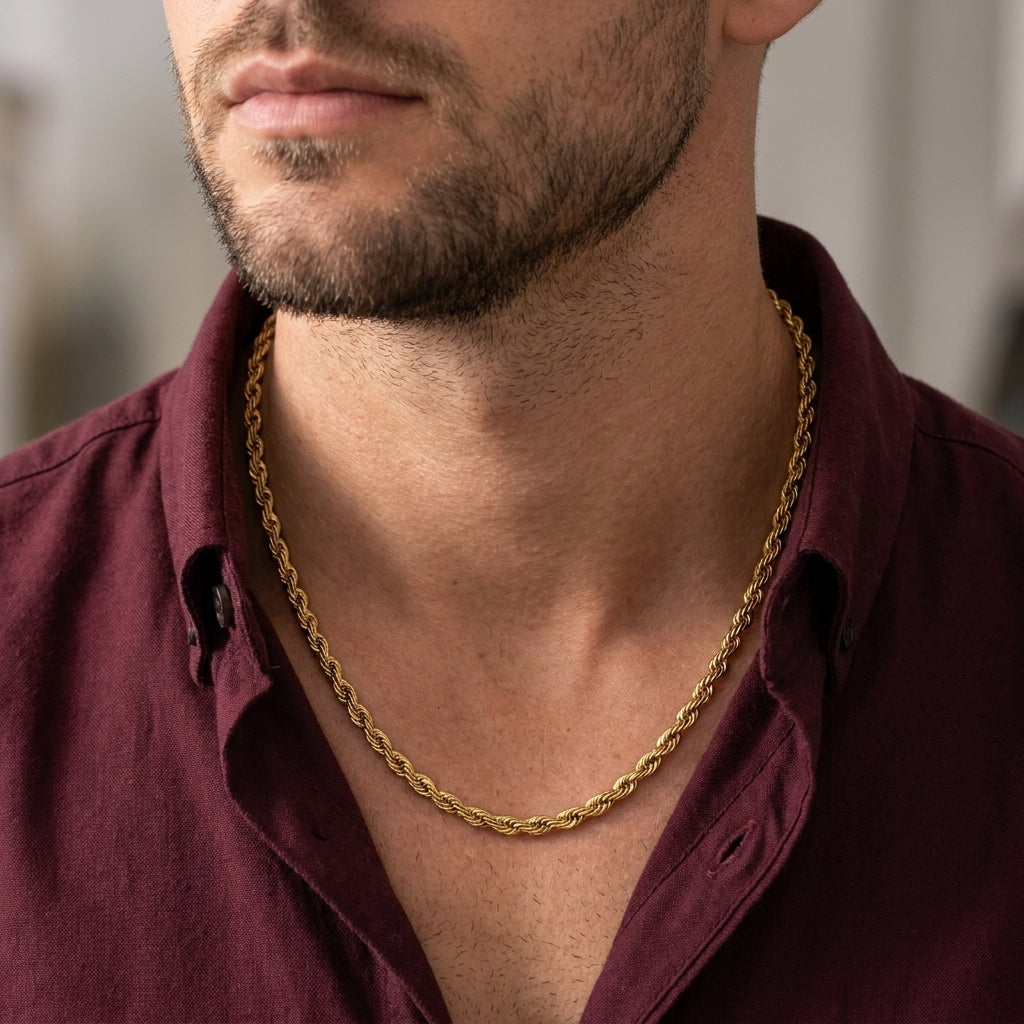 Luxury Gold Rope Chain Necklace for Men