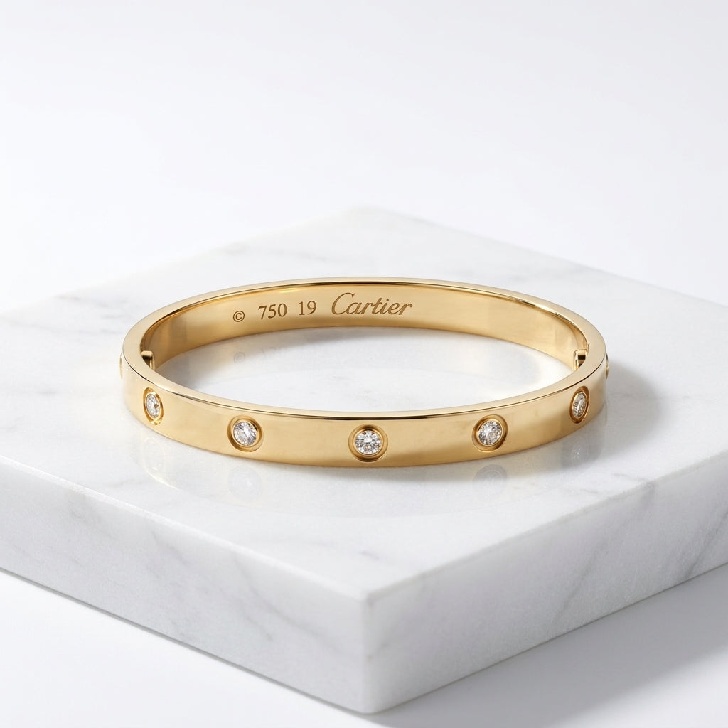 Luxury Cartier Gold Screw Motif Bangle Bracelet for Men & Women