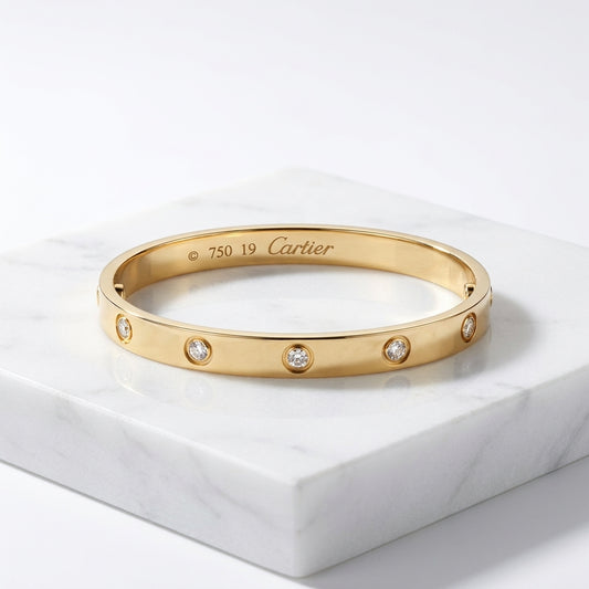 Luxury Cartier Gold Screw Motif Bangle Bracelet for Men & Women