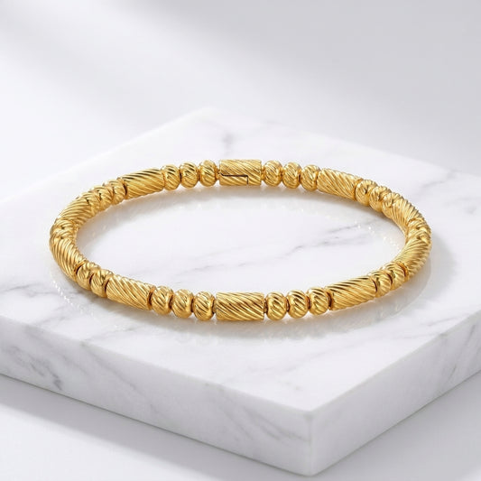 Luxury Gold Textured Bead Bracelet for Women & Girls